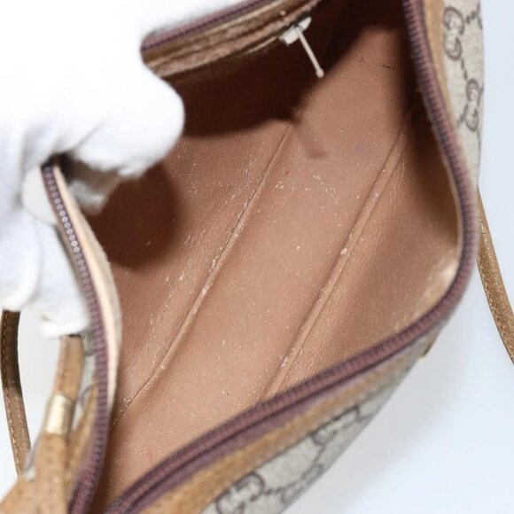 GUCCI GG PLUS Canvas Shoulder Bag PVC Leather Beige Auth th6401 - Picture 11 of 16